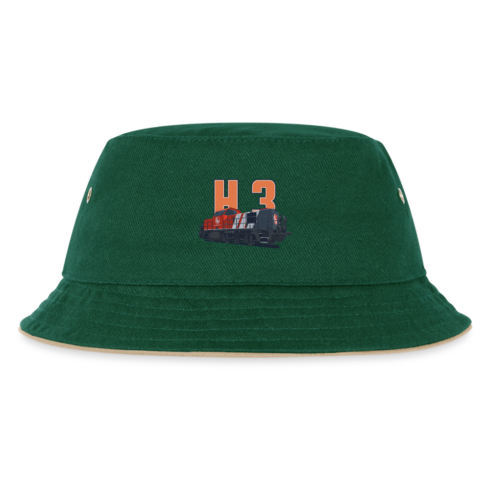 Kinder Bucket Hat - Dunkelgrün/Beige