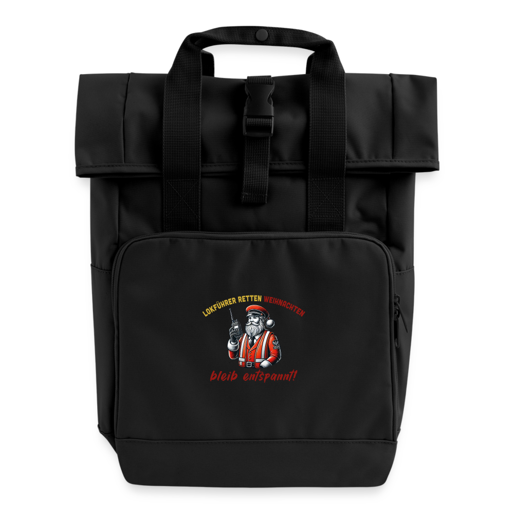 Rolltop Rucksack mit zwei Griffen - Schwarz